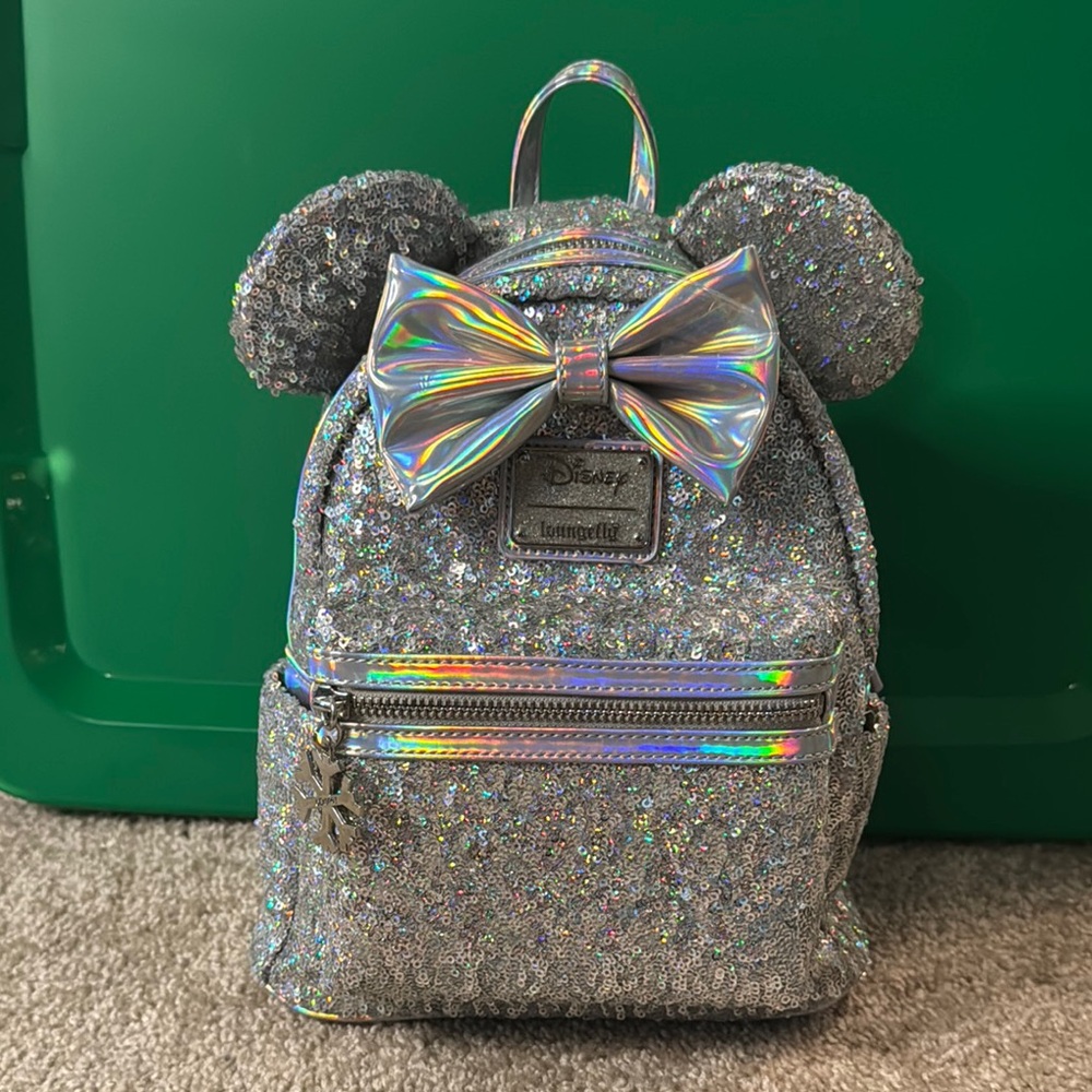 Disney Silver Glitter Kids Backpack